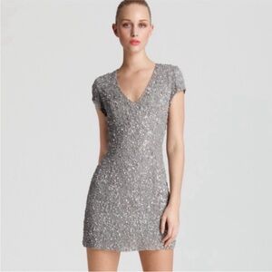 parker silver sequin dress Silver Parker Gold Sequin Dress Show Me Love Cowl Neck Mini Dress Sequin Silver/Gold L